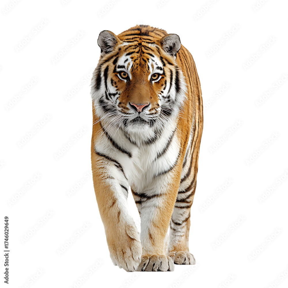 Obraz premium Fierce Tiger Stalks Shadows At Night