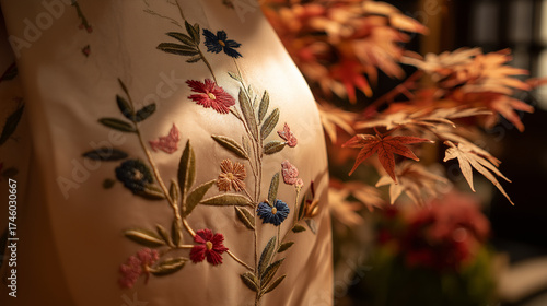 An embroidered charro jacket with silver buttons, bathed in golden sunset light, with marigold flowers softly blurred in the background.