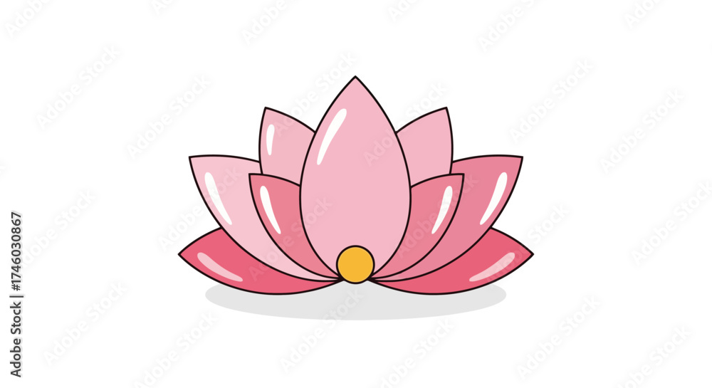 Fototapeta premium Elegant Pink Lotus Flower Illustration with Delicate Details, Ideal for Spiritual Themes, Wellness Branding, and Serene Design Projects, Suitable for Adobe Stock