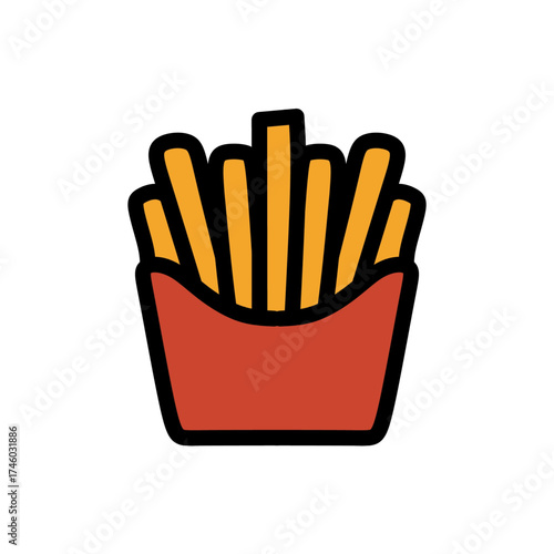 Cartoon French Fries in Takeout Container Vector Illustration