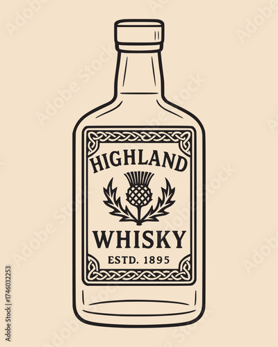 Vintage Whisky Bottle Label with Distiller's Reserve Emblem