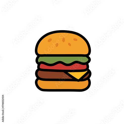 Delicious Burger Vector Illustration for Fast Food and Restaurant Menus