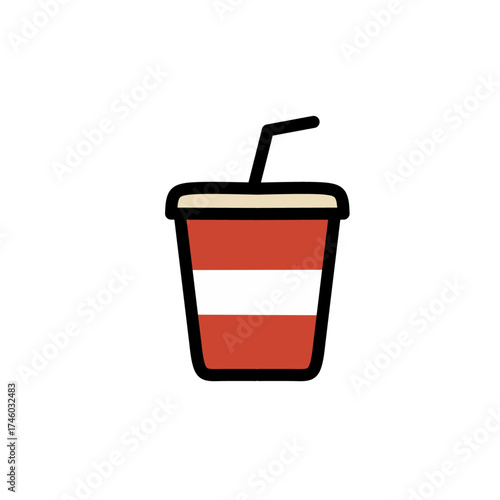 Cartoon Soda Cup Icon with Straw Illustration Beverage Refreshment