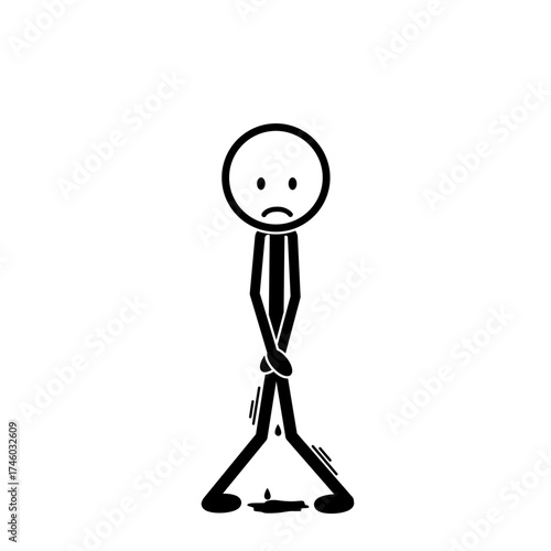 Stickman accidentally peeing his pants in public place