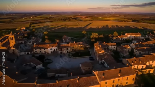 Aerial View of Sabbioneta Italy at Sunset - A UNESCO World Heritage Site.