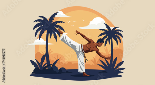 Brazilian Jiu-Jitsu Armbar Flat Design
