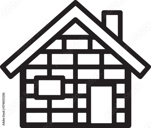 Vector art of house with brick pattern a charming home illustration featuring a unique brickwork design, symbolizing stability and comfort, perfect for real estate or architectural themes on
