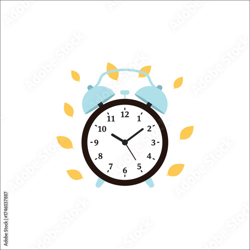 Vintage alarm clock with bells isolated on white background