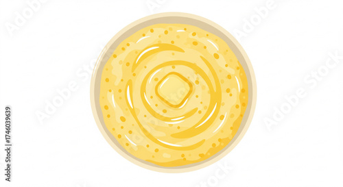 Cornmeal porridge in a bowl with smooth texture and creamy color  