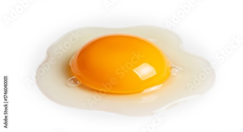 Fresh Raw Egg Yolk and White Isolated on White Background.