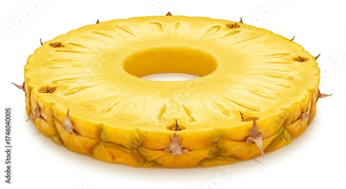 Fresh Pineapple Slice Isolated on White Background.