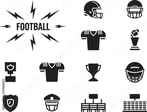 Bold football icons collection game day excitement
