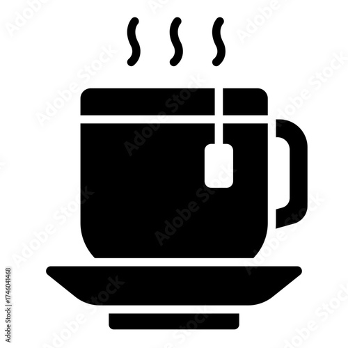 hot drink glyph icon used for tea or coffee at desk