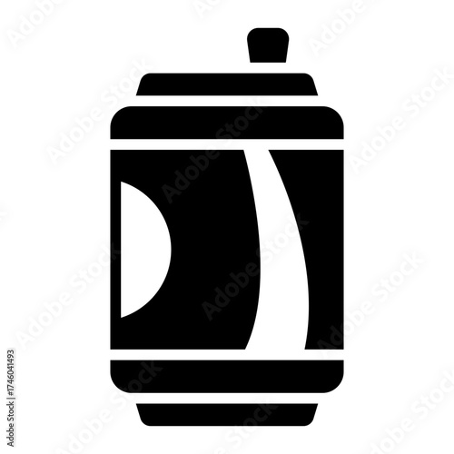 soda drink glyph icon with can packaging for vending
