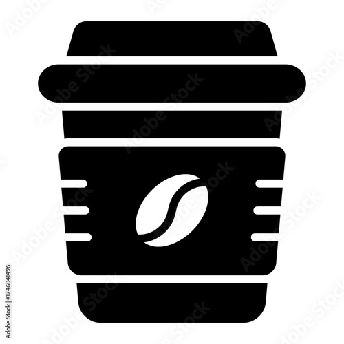 drinking glyph icon with takeaway cup for office or commute