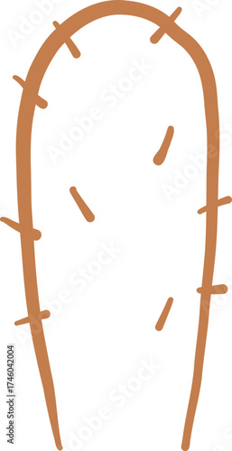 Line Art Small Cactus With Oval Body Form