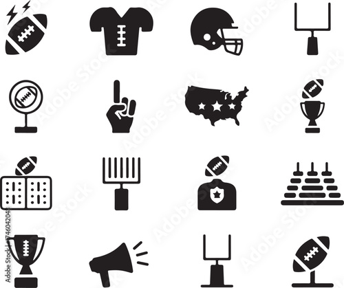American football icons set for designs and promotions