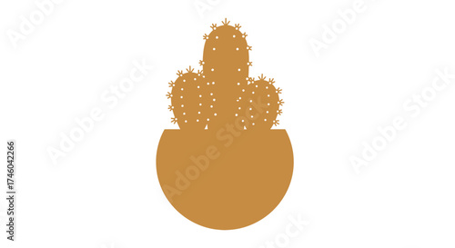 A minimalist illustration of a potted cactus with multiple arms, set against a plain white background, symbolizing desert flora and indoor plants