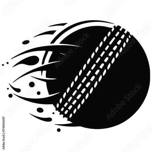 Capture the intensity of the game with this dynamic cricket ball vector illustration. Perfect for representing speed, power, and competition in sports-related marketing, digital interfaces