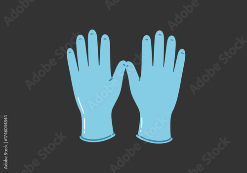 Pair of Light Blue Medical Gloves Illustration.