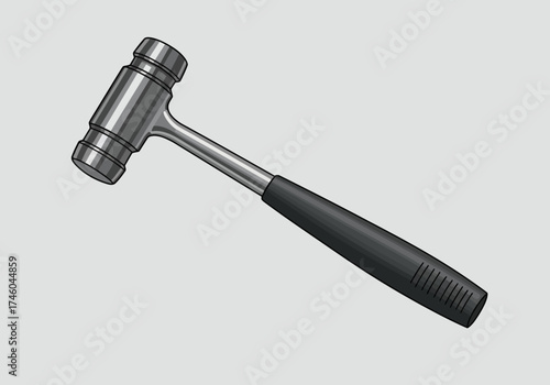 Illustration of a Mallet with a Black Handle and Metal Head.