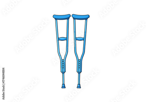 Pair of Blue Adjustable Aluminum Underarm Crutches for Support.