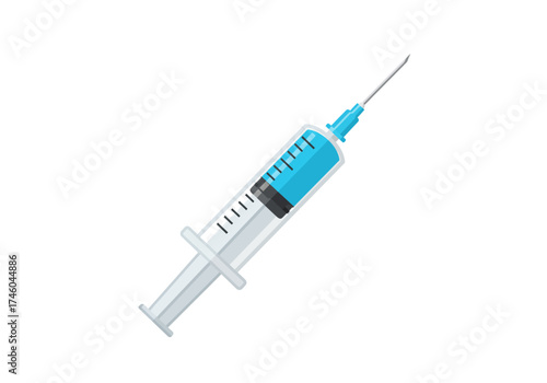 Syringe with Blue Liquid: Medical Injection Tool Illustration.