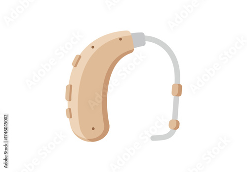 Beige Behind-the-Ear Hearing Aid with Gray Tubing.