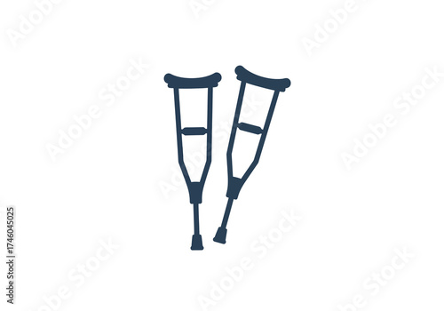 Pair of Dark Blue Crutches for Mobility Assistance and Support.