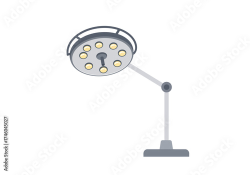 Surgical Operating Room Light with Multiple Bulbs and Adjustable Arm.