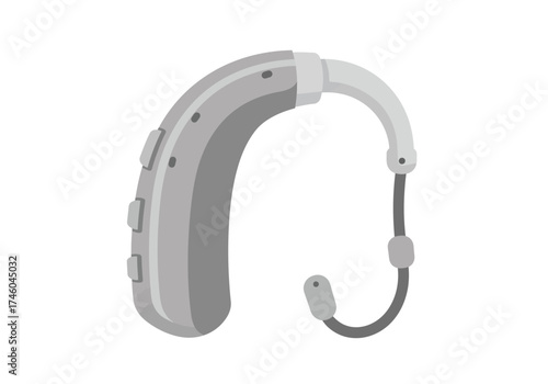 Gray Behind-the-Ear BTE Hearing Aid Illustration.