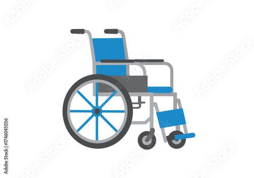 Blue and Gray Wheelchair Illustration for Medical Mobility.