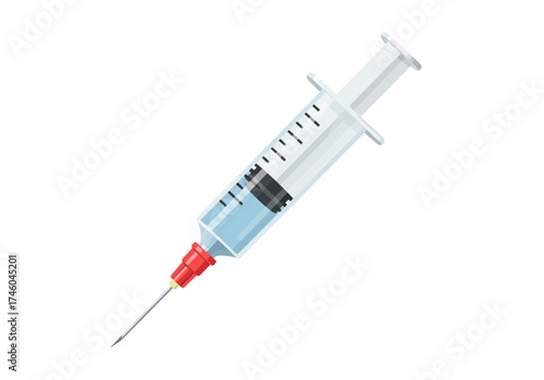 Medical Syringe with Needle and Liquid Solution.
