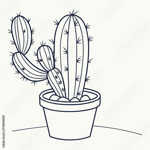 Illustration of a potted cactus plant