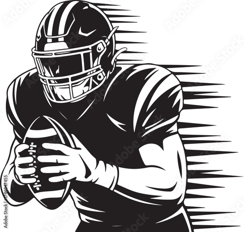 American football player running with the ball