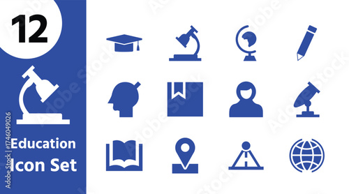 Education and Learning Icon Set School, Science, Study, and Teaching Vector Collection