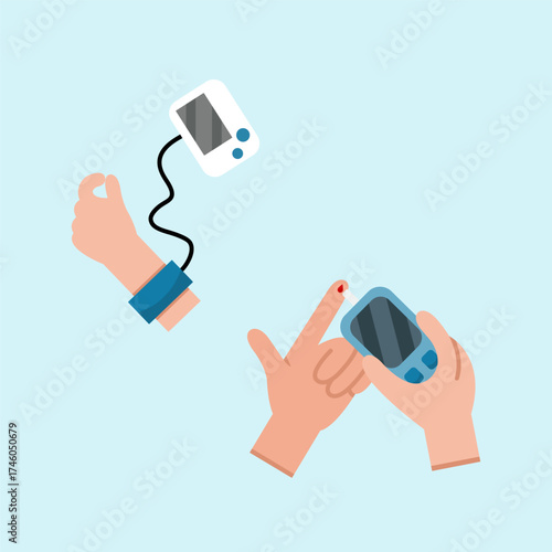 Set Illustration Of Diabetes Test