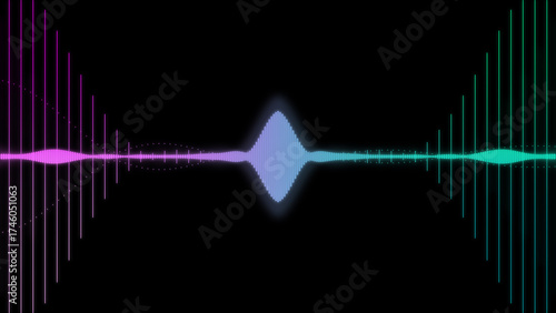An illustration of neon colored waveform