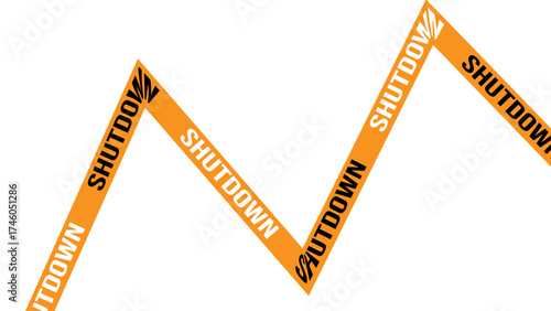 USA Shut Down with Yellow Hazard Tape Design Background. banner for poster, flyer, ads, brochure, instagram, web. USA shutdown and government closed concept. Vector Illustration 