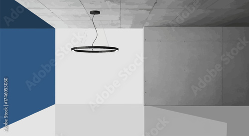 Minimalist Interior with Circular Pendant Light