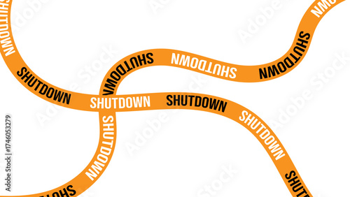 USA Shut Down with Yellow Hazard Tape Design Background. banner for poster, flyer, ads, brochure, instagram, web. USA shutdown and government closed concept. Vector Illustration 