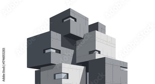 Abstract Cubist Architecture: Modern Geometric Building Design