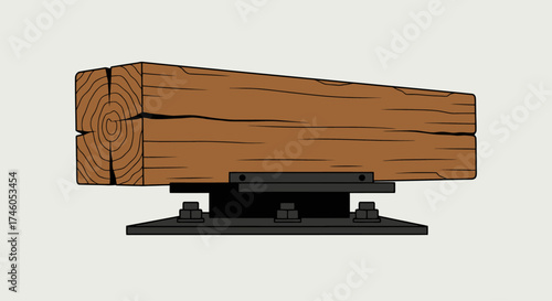 Isolated Wooden Beam on Steel Mount - Construction Detail