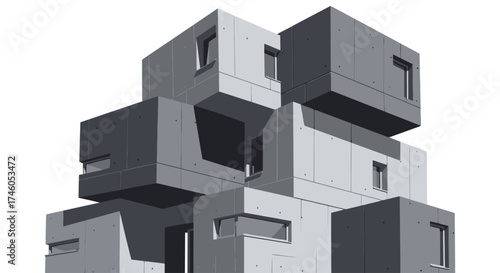 Concrete Cube Building: Modern Architectural Design