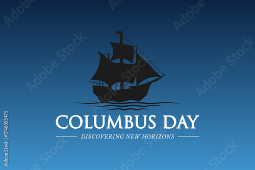 Columbus Day sailing ship silhouette background