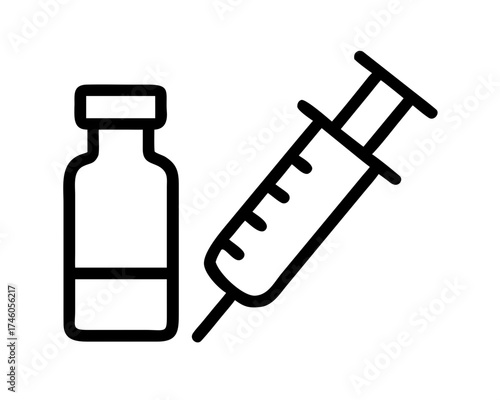 Vaccine vial and syringe illustration for health