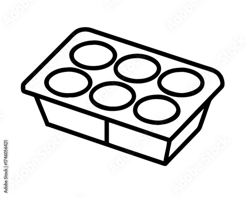 Illustration of a sixcup muffin pan