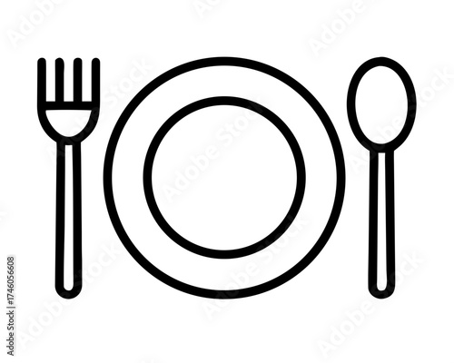 Dinner setting with plate, fork, and spoon
