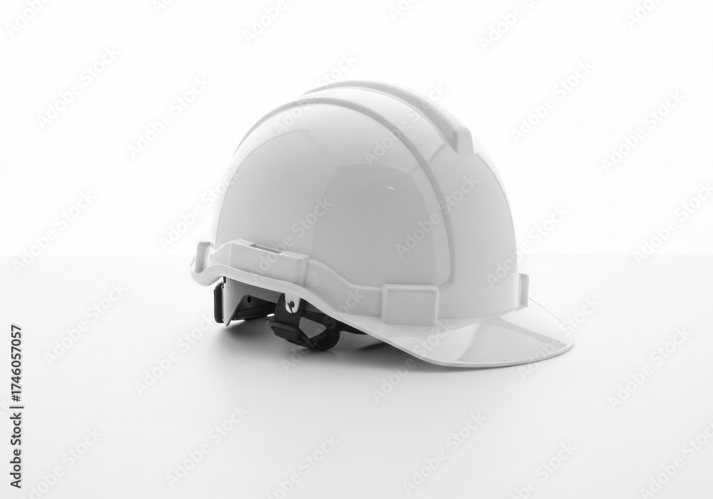 Fototapeta premium White Safety Helmet for Construction and Industrial Work - Isolated PPE Gear on Bright Background