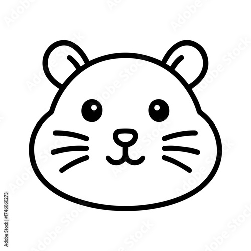 Hamster face with chubby cheeks icon — cute small pet symbol representing rodents, pets, and playful character
